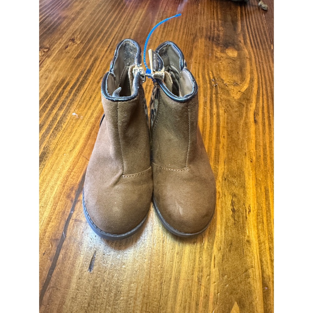 Michael Kors Kids Chestnut Brown Faux Suede Leopard Print Ankle Boots Size 8
